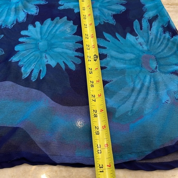 MORE By Lata | Sheer Tunic Top | Swim Cover-Up | Blue Floral | Size - Picture 6 of 12